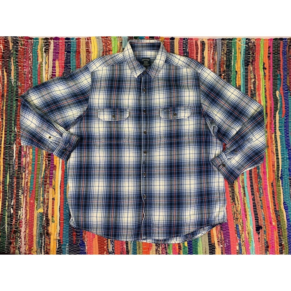 Faded Glory Men's Flannel Plaid Shirt XL 100% Cotton Long Sleeve Outdoor Active